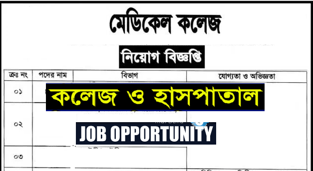 বিভিন্ন মেডিকেল কলেজে নিয়োগ বিজ্ঞপ্তি-medical college job circular 2018